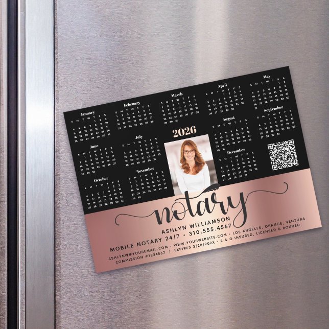 2026 Calendar Notary Copper Black QR Code Magnet (Skapare uppladdad)