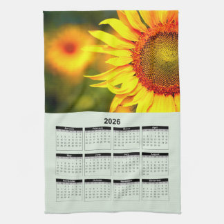 2026 Calendar of Beautiful Yellow Sunflower Kökshandduk