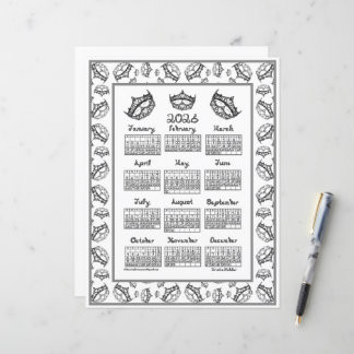 2026 Calendar Queen of Hearts Silver Tiara Fabric