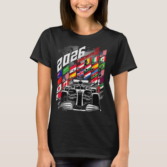 2026 Calendar Racing Circuit Schedule Places  T Shirt (Framsida)