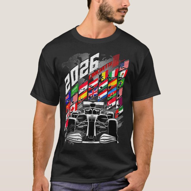 2026 Calendar Racing Circuit Schedule Places  T Shirt (Framsida)