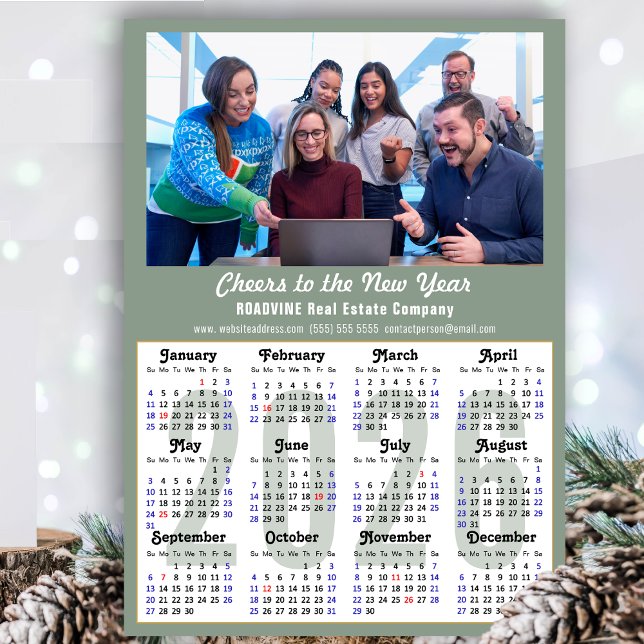 2026 Calendar Sage Grönt Business Photo Magnetic (Skapare uppladdad)