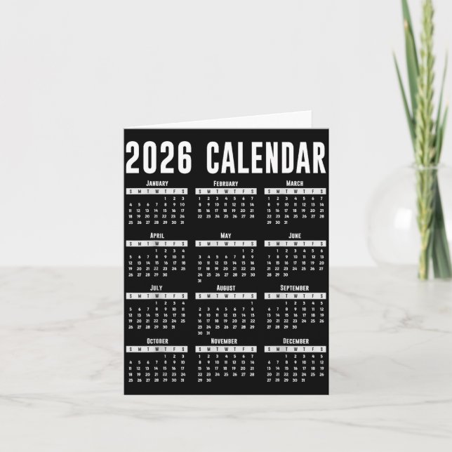 2026 Calendar Shirt 26 Calendar 2026  Kort (Framsida)