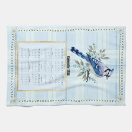 2026 Calendar Towel Bluejay 2 Kökshandduk
