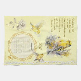 2026 Calendar Towel Goldfinch Trust in the Lord  Kökshandduk
