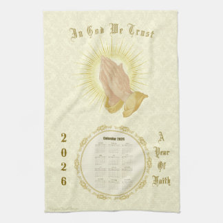 2026 Calendar Towel In God We Trust Kökshandduk