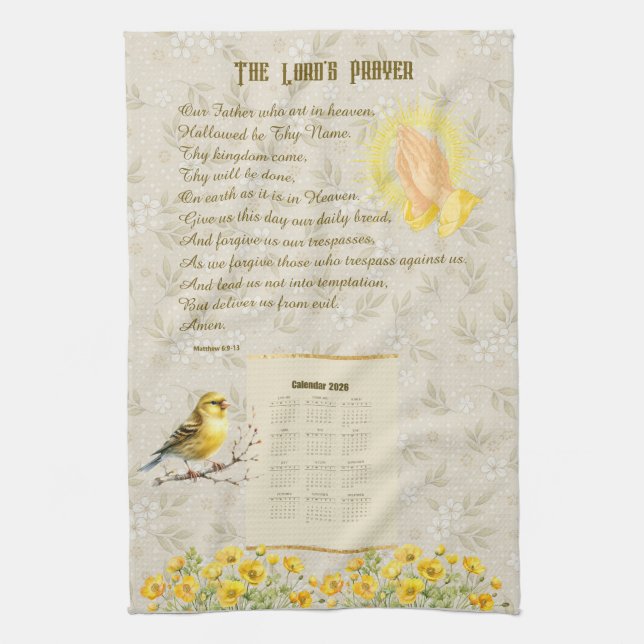 2026 Calendar Towel The Lord's Prayer Kökshandduk (Vertikal)