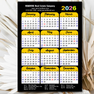 2026 Calendar US Helgdagars Simple Business Magnet