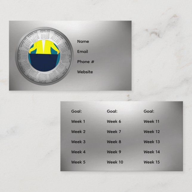 2026 Calendar Weight Loss Business Card Visitkort (Fram/baksida)