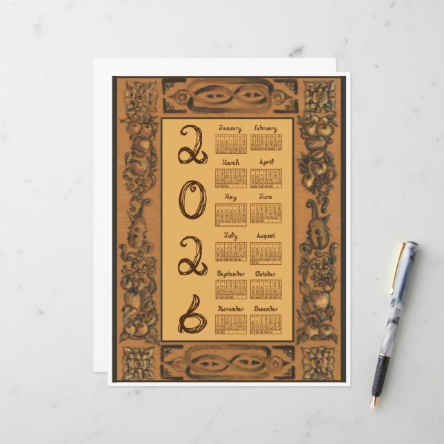 2026 Calendar Windsor Castle Inspired Wood Fabric (Fram/Back In Situ)