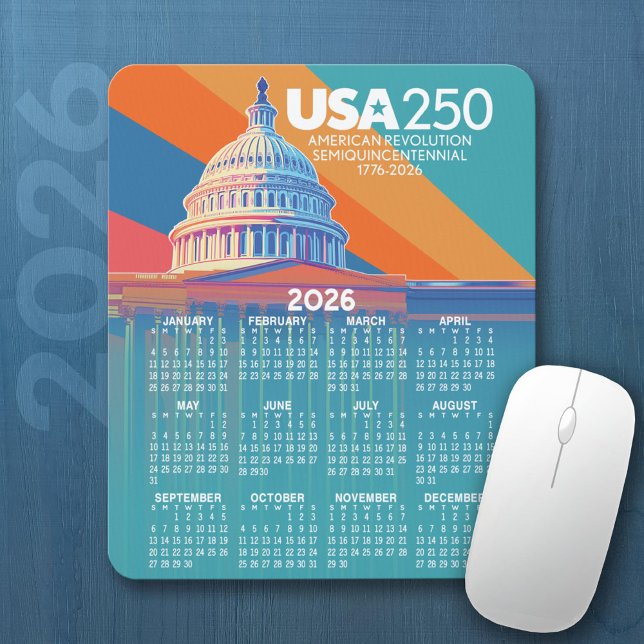 2026 Calendar with USA 250 Capital Dome America Musmatta (2026 Calendar on a Mousepad)