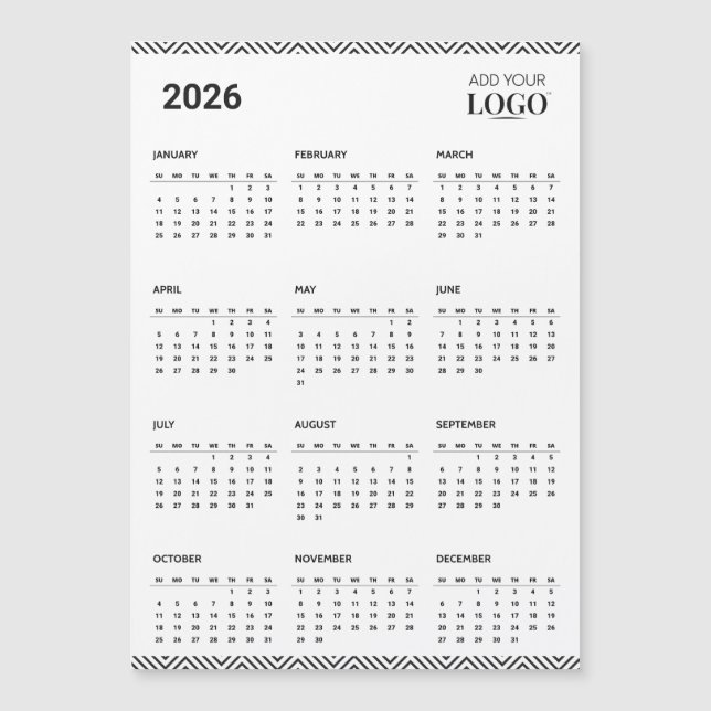 2026 Calendar Year Business Logo Fridge Magnet  (Framsida)