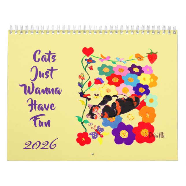 2026 Cats Just Wanna Have Fun Cat Art  Kalender (Omslag)