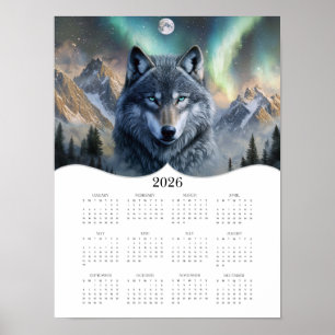 2026 Celestial Varg Fantasy Art Fullt Year Calenda Poster