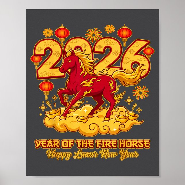 2026 Chinese New Year Of The Horse Lunar Zodiac  Poster (Framsidan)