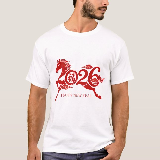 2026 Chinese New Year Year of the Horse Red Graphi T Shirt (Framsida)