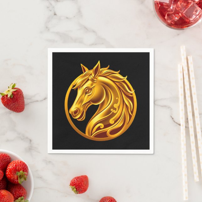 2026 Chinese New Years- Gold Horse Pappersservett (Insitu)