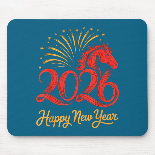 2026 Chinese Zodiac Horse Year Happy New Year Fire Musmatta (Framsidan)