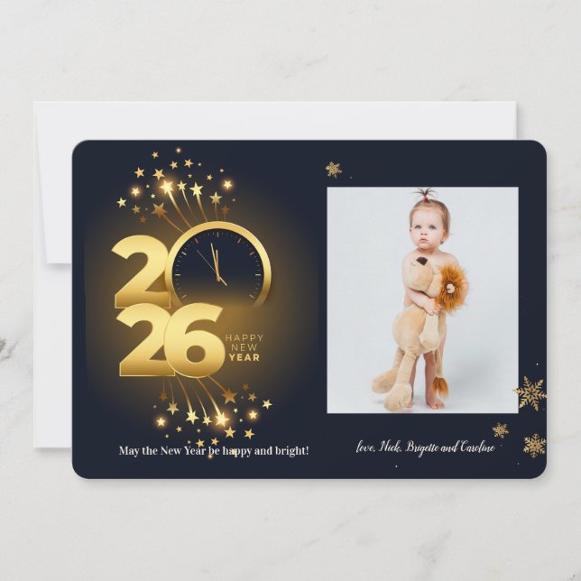 2026 Clock Photo Greeting Card Julkort (Framsida)