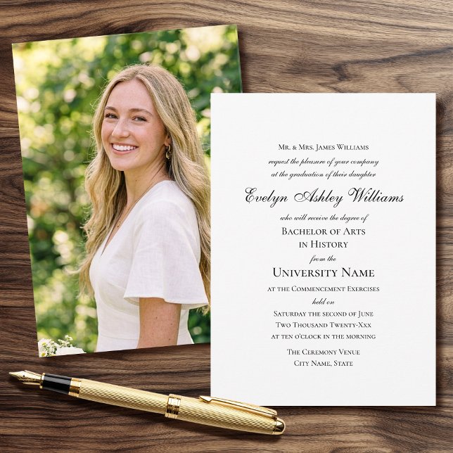 2026 Commencement Invitation Formal Photo Card Inbjudningar (Skapare uppladdad)