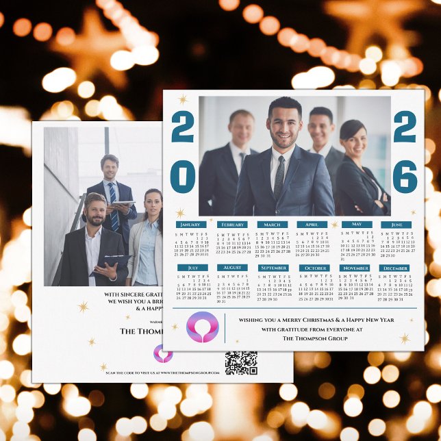 2026 Corporate Photo Calendar - affärskalender - j Julkort (2026 Corporate Photo Calendar Business Christmas Holiday Card)