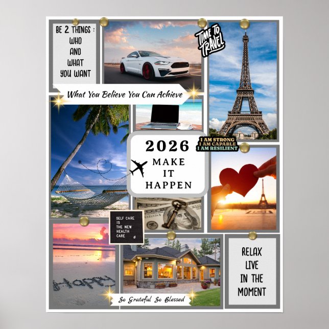 2026 Custom Law of Attraction Vision Board Goal  Poster (Framsidan)