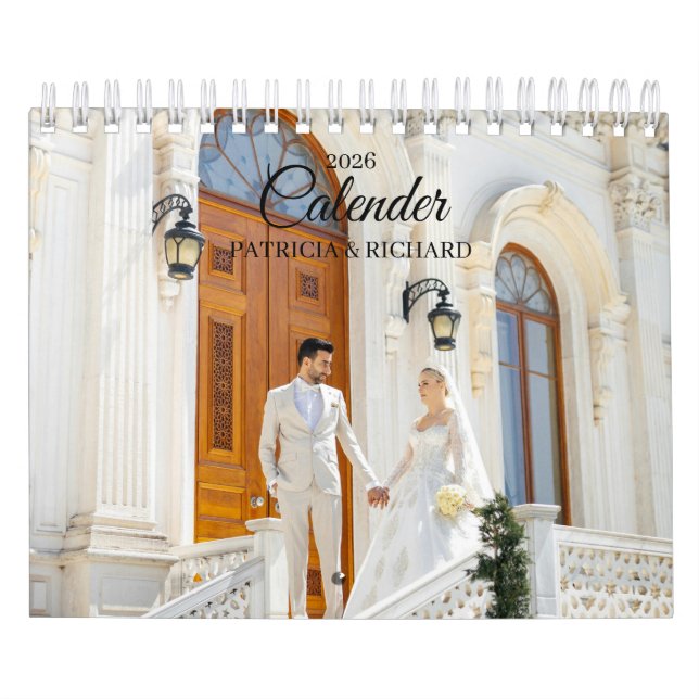 2026 Custom Wedding Photo Chic Script Calendar Kalender (Omslag)