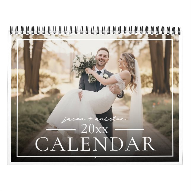 2026 Custom Wedding Photo Newlywed Chic Kalender (Omslag)