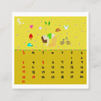 2026 Cute Cartoon Yoga Poses Calendar, Health  Fyrkantigt Visitkort