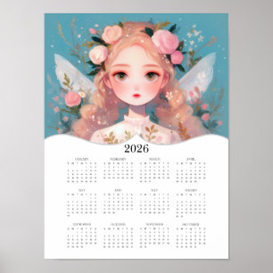 2026 Cute Fairy Fantasy Art Fullt - årskalender Poster