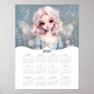 2026 Cute Fairy Fantasy Art Fullt - årskalender Poster