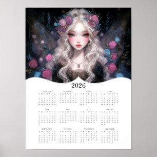 2026 Cute Fairy Fantasy Art Fullt - årskalender Poster