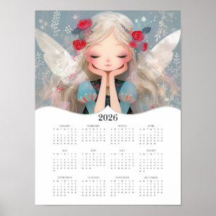 2026 Cute Fairy Fantasy Art Fullt - årskalender Poster