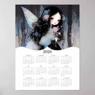 2026 Cute Fairy Fantasy Art Fullt - årskalender Poster