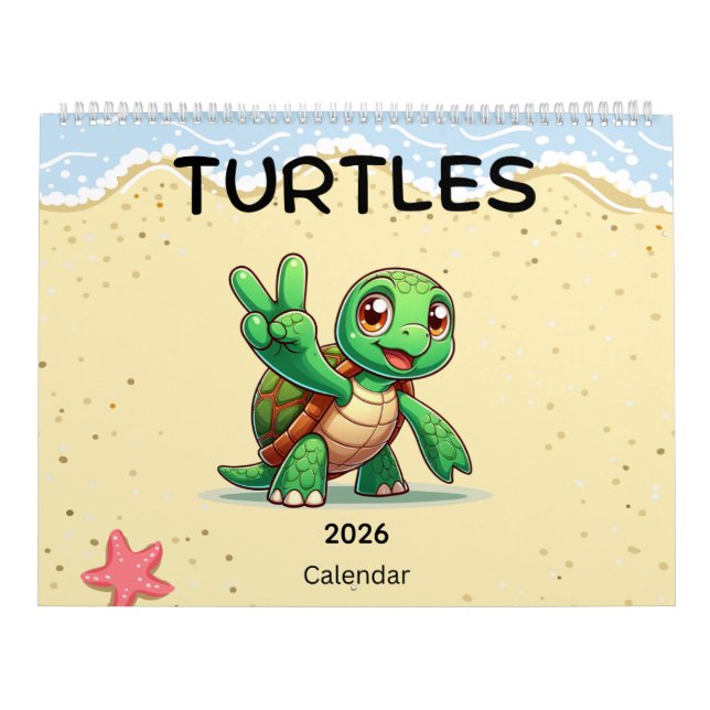 2026 Cute Turtles Celebrating Holidays  Kalender (Omslag)