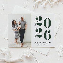 2026 Dark Green Bold Typography New Year Photo Julkort