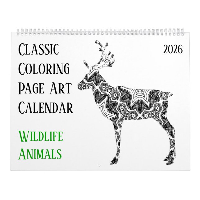 2026 Deer Bear Wildlife Djur - Vuxen Färgning Kalender (Omslag)
