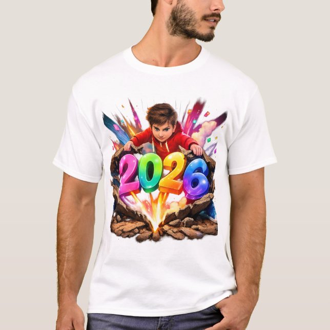 2026 Djärv Färgrik Nyårsdekal Konst T Shirt (Framsida)