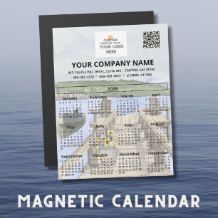2026 Dock Vatten Magnet Calendar Business Logotyp 