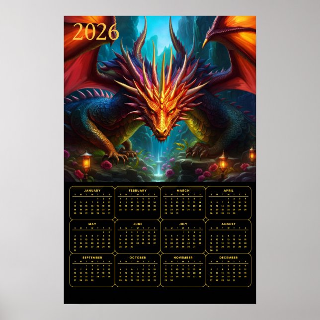 2026 Dragon Calendar Poster (Framsidan)