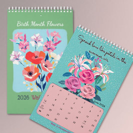 2026 Elegant bekräftelse födelsemånad blommor vägg Kalender