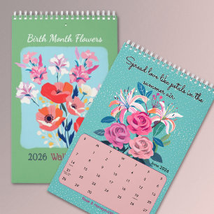 2026 Elegant bekräftelse födelsemånad blommor vägg Kalender