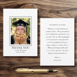 2026 Elegant Graduation Thank You Photo Card Tack Kort<br><div class="desc">Create your own graduation thank you card featuring a custom photo and classic script typography. This elegant design presents a formal, minimalist layout and timeless sense of style. Upload your photo, and personalize the text with the graduate's name, and graduation year. On the back you can add a heartfelt message...</div>