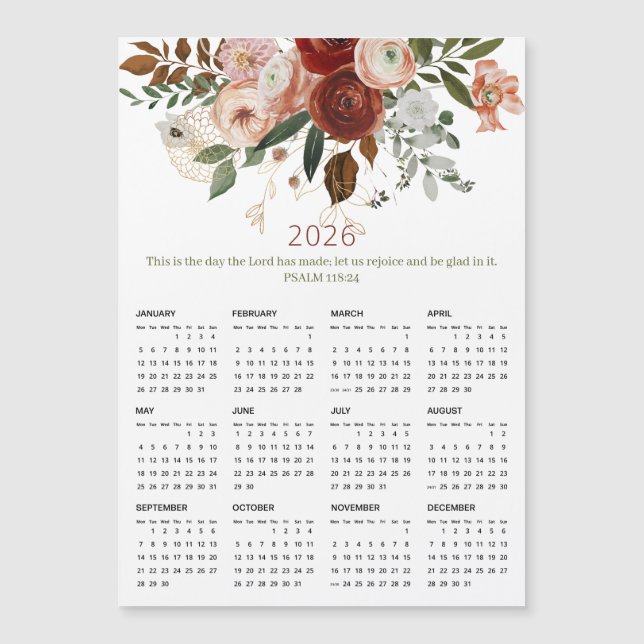 2026 Elegant Magnetisk kalender för Ro Guld Blommi (Framsida)