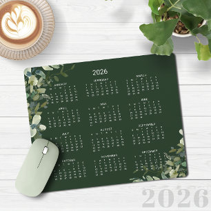 2026 Elegant Mörk grönt Eucalyptus Desk Calendar Musmatta