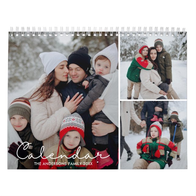 2026 Elegant Simple Custom Family Photo Collage Kalender (Omslag)