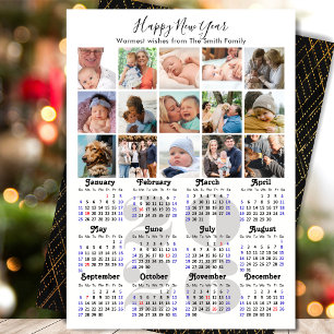 2026 Elegant-skript för Calendar Family Photo Coll Julkort