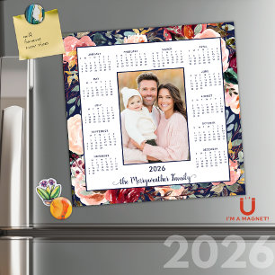 2026-Elegantens blåfärgad fotomagnetisk kalender f