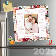 2026 Elegants Blommigt - fotomagnetisk kalender