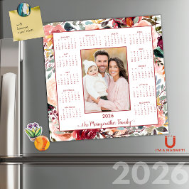 2026 Elegants Blommigt - fotomagnetisk kalender
